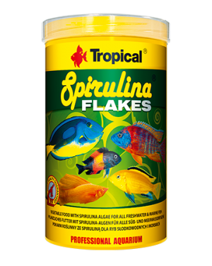 Tropical Spirulina flakes alimento vegetal peces